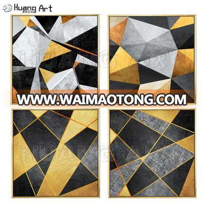 New Style Art 100% Hand-painted Gold Yellow Grey Abstract Oil Painting for Room Wall Decor Geometric 3D Gold Abstract Painting