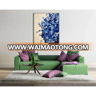 Abstract beautiful elegant adornment blue petals knife painting the living room oil painting in canvas