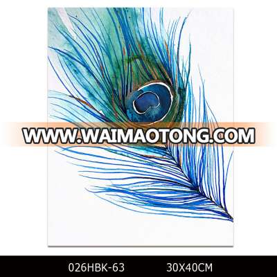 Beautiful Colors Modern Feather Oil Painting On Canvas Prints Peacock Feather Decorative Painting For Wall Decoration